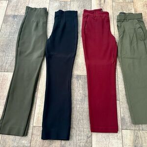 Lot of 4 S Stretch Casual Dress Pants Small Banana Republic Olive Green Black